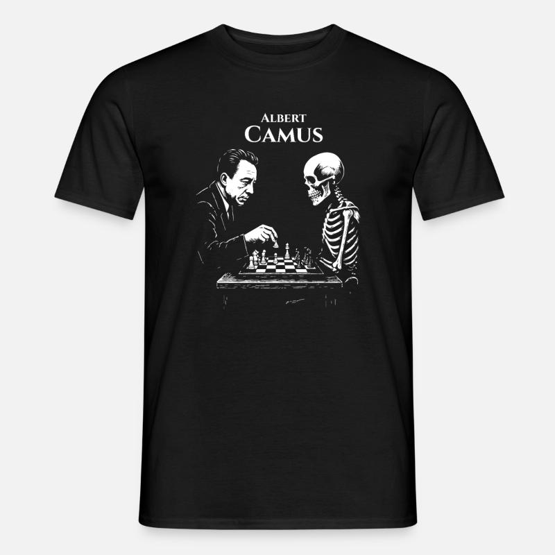 Albert Camus Existential Chess Duel - Men’s T-shirt - black