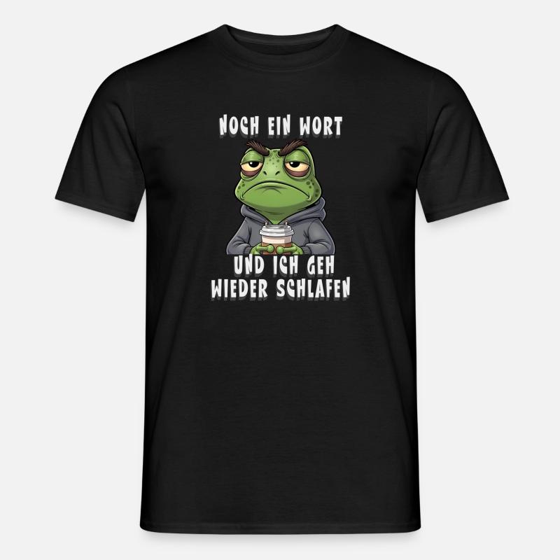 Genervter Frosch Kaffee Müdigkeit - Männer T-Shirt - Schwarz