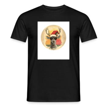 Reindeer Deer Antlers Reindeer Vintage Christmas - Men's T-Shirt - black - Front - AI Model Male 178 light (178cm)