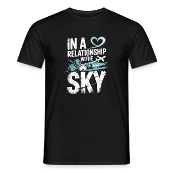 Dans une relation avec l’avion du ciel - T-shirt homme - noir - Devant - AI Model Male 178 light (178cm)