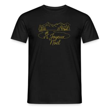 Joyeux Noël Christmas winter landscape - Men's T-Shirt - black - Front - AI Model Male 178 light (178cm)