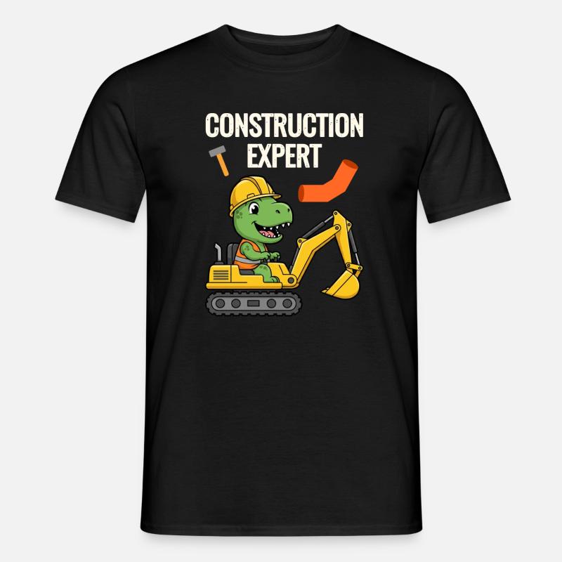 Bauarbeiter Dino - Männer T-Shirt - Schwarz