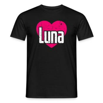I Love Luna Pink Heart I Love Luna - Men's T-Shirt - black - Front - AI Model Male 178 light (178cm)