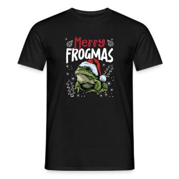 Merry Frogmas Funny Frog Christmas Motif - Men's T-Shirt - black - Front - AI Model Male 178 light (178cm)