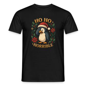 Ho Ho Horrible Drôle de T-shirt de Noël Pingouin - T-shirt homme - noir - Devant - AI Model Male 178 light (178cm)