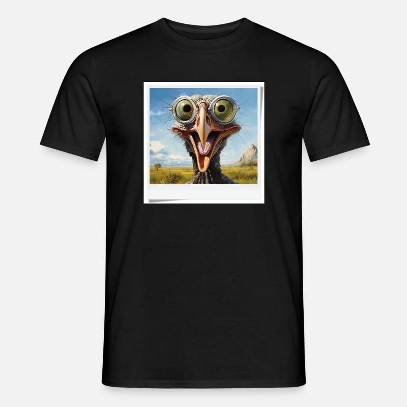 Exzentrischer Vogel mit Brillengläsern - Männer T-Shirt - Schwarz