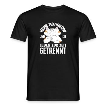 Lustiges Katze Keine Motivation Spruch - Männer T-Shirt - Schwarz - Vorne - AI Model Male 178 light (178cm)