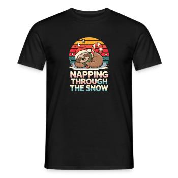  Napping Through The Snow Lustiges Faultier - Männer T-Shirt - Schwarz - Vorne - AI Model Male 178 light (178cm)