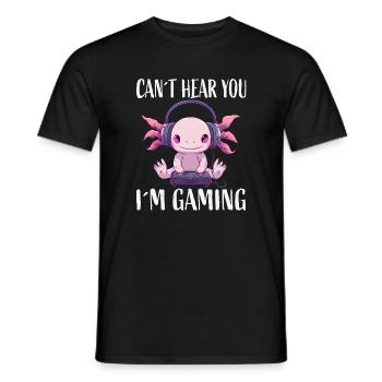Gaming Axolotl with Headphones - Men's T-Shirt - black - Front - AI Model Male 178 light (178cm)