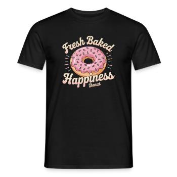 Fresh Baked Happiness – Donut - Männer T-Shirt - Schwarz - Vorne - AI Model Male 178 light (178cm)