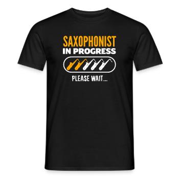 Jazz saxophone funny saxophonist in progress - Men's T-Shirt - black - Front - AI Model Male 178 light (178cm)