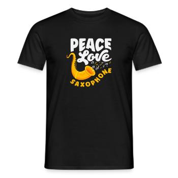 Membre du groupe de jazz Peace Love Saxophone - T-shirt homme - noir - Devant - AI Model Male 178 light (178cm)