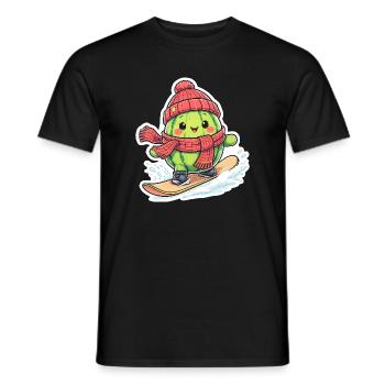 Kawaii Watermelon Snowboarding in Winter - Men's T-Shirt - black - Front - AI Model Male 178 light (178cm)