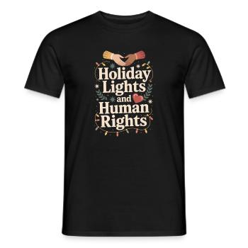 Holiday Lights and Human Rights - Men's T-Shirt - black - Front - AI Model Male 178 light (178cm)