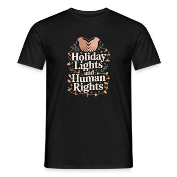 Lumières de Noël et droits de l’homme - T-shirt homme - noir - Devant - AI Model Male 178 light (178cm)