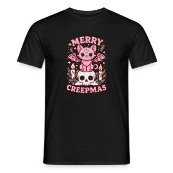 Crâne de Noël gothique pastel de chat Merry Creepmas - T-shirt homme - noir - Devant - AI Model Male 178 light (178cm)