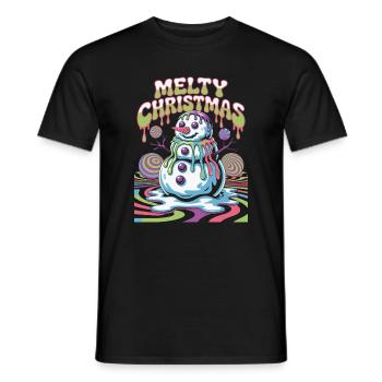 Schmelzender Weihnachtsschneemann - Männer T-Shirt - Schwarz - Vorne - AI Model Male 178 light (178cm)
