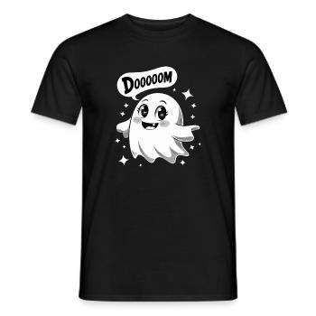 DOOOOOM Cute Kawaii Ghost Funny Cute - Men's T-Shirt - black - Front - AI Model Male 178 light (178cm)