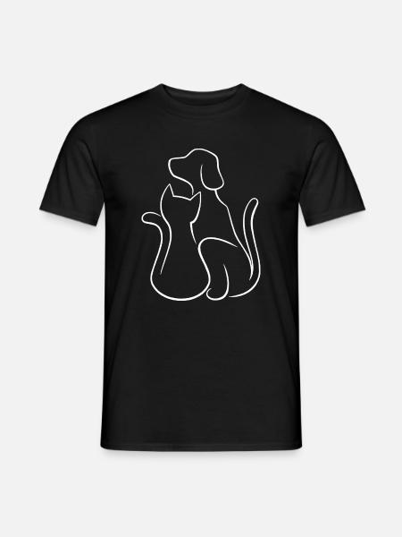 Dog and cat love of animals - Men's T-Shirt - black