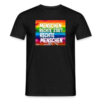 Human Rights Instead of Right-Wing People Statement - Men's T-Shirt - black - Front - AI Model Male 178 light (178cm)