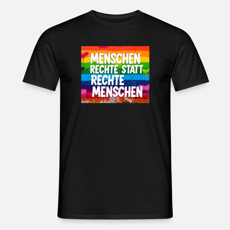 Menschenrechte statt rechte Menschen Statement - Männer T-Shirt - Schwarz