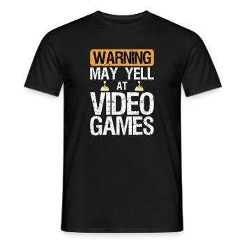 Warning May Yell at Play Video Games Gamer Gaming - Männer T-Shirt - Schwarz - Vorne - AI Model Male 178 light (178cm)