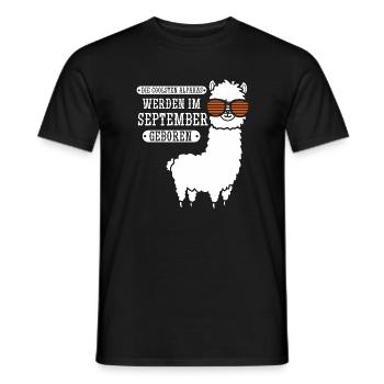 September Birthday Alpaca Saying Funny - Men's T-Shirt - black - Front - AI Model Male 178 light (178cm)