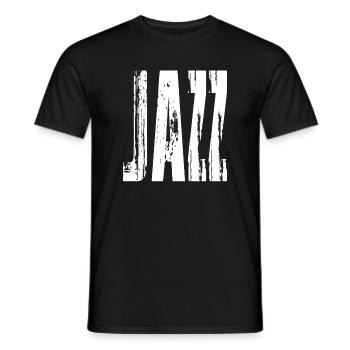 Logo de musique jazz en graisse vieilli Typographie - T-shirt homme - noir - Devant - AI Model Male 178 light (178cm)