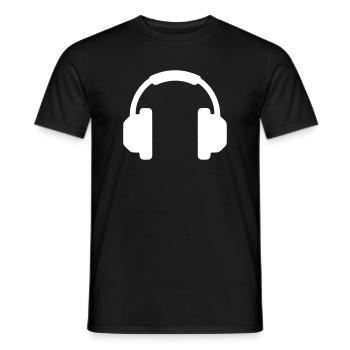 Headphones Music DJ Gaming Icon Vector - Men's T-Shirt - black - Front - AI Model Male 178 light (178cm)
