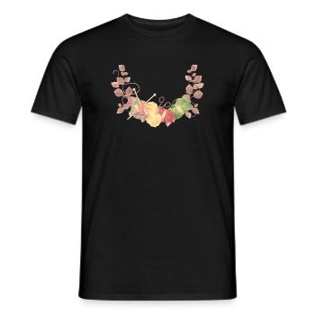 Zarte Wollknäuel und Strickutensilien in Pastell - Männer T-Shirt - Schwarz - Vorne - AI Model Male 178 light (178cm)