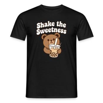 Kawaii Bear with Bubble Tea - Men's T-Shirt - black - Front - AI Model Male 178 light (178cm)
