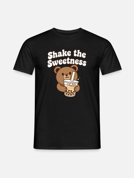 Ours Kawaii avec bubble tea - T-shirt homme - noir