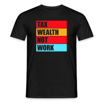 Impôt, richesse et non travail, politique progressiste, économie - T-shirt homme - noir - Devant - AI Model Male 178 light (178cm)