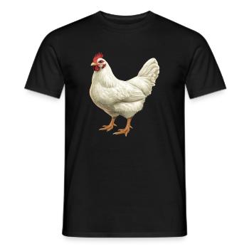 White Chicken Motif Illustration - Men's T-Shirt - black - Front - AI Model Male 178 light (178cm)