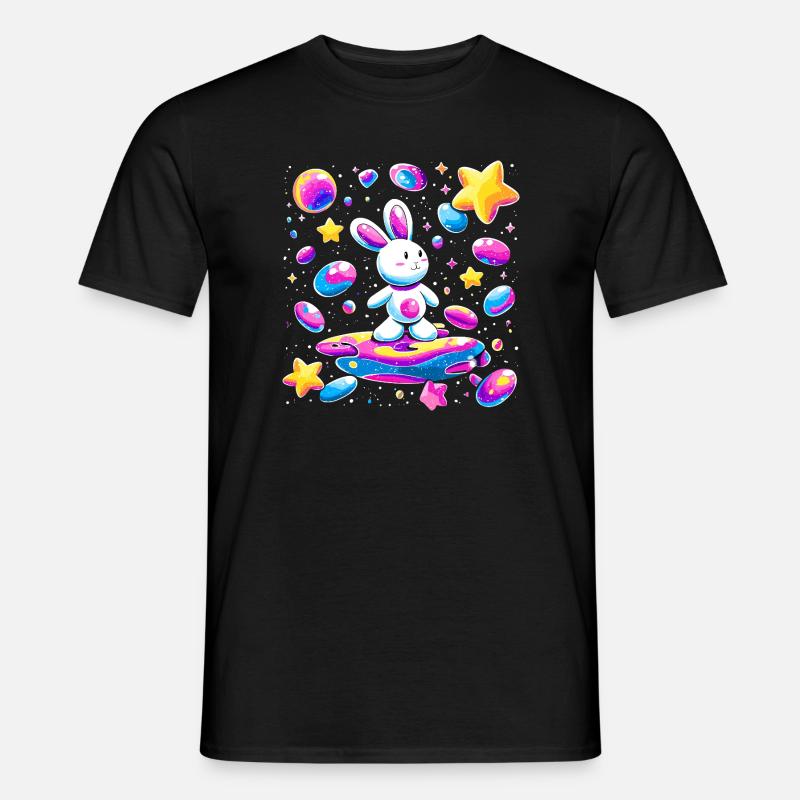 Galactic Rabbit on Surfboard - Men's T-Shirt - black