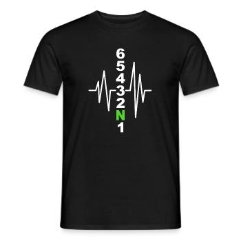Motorrad Schaltmuster mit Herzschlag – Biker - Männer T-Shirt - Schwarz - Vorne - AI Model Male 178 light (178cm)