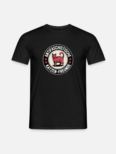 Antifaschistische Katzen Freunde - Gegen Rechts - Männer T-Shirt - Schwarz
