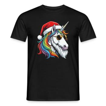Santa Unicorn Xmas Magic Christmas - Men's T-Shirt - black - Front - AI Model Male 178 light (178cm)