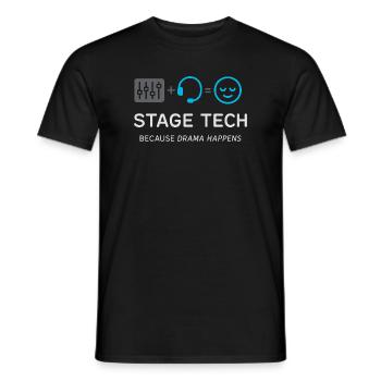 Équipe technique théâtrale Technicien de scène Son - T-shirt homme - noir - Devant - AI Model Male 178 light (178cm)