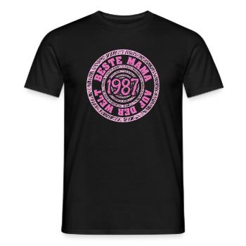 1987 - Männer T-Shirt - Schwarz - Vorne - AI Model Male 178 light (178cm)