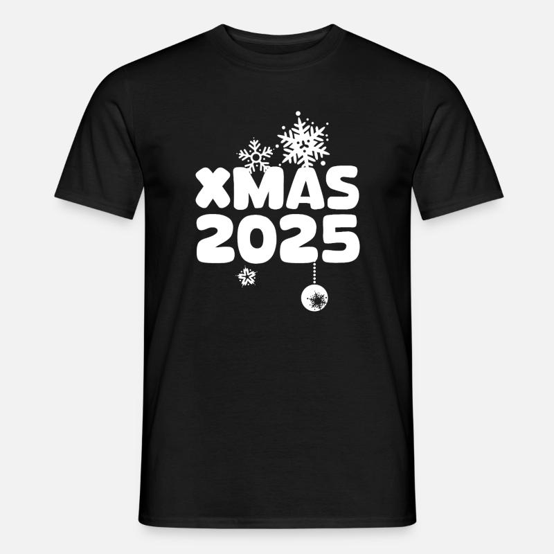 XMAS 2025 mit Schneeflocken Design - Männer T-Shirt - Schwarz