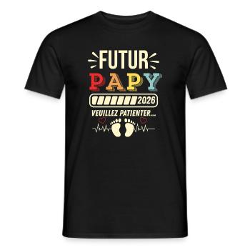 Futur Papy 2026 Style Vintage - T-shirt homme - noir - Devant - AI Model Male 178 light (178cm)