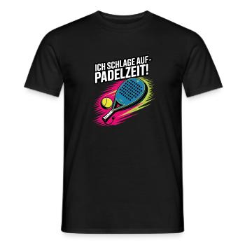 Neon Padel Kraft – Stroke Time - Men's T-Shirt - black - Front - AI Model Male 178 light (178cm)