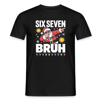 Christmas broth: Santa with fairy lights - Men's T-Shirt - black - Front - AI Model Male 178 light (178cm)
