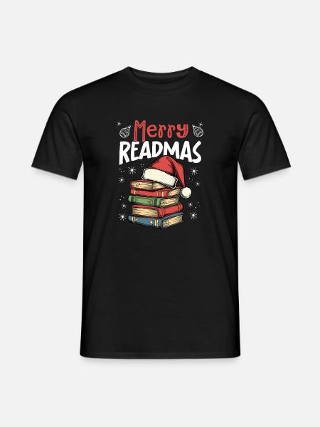 Frohe Weihnachten, Lustige Weihnachtsbuchliebhaber - Männer T-Shirt - Schwarz