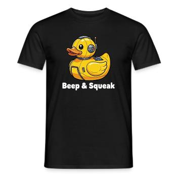 Beep & Squeak Robot Duck - Men's T-Shirt - black - Front - AI Model Male 178 light (178cm)