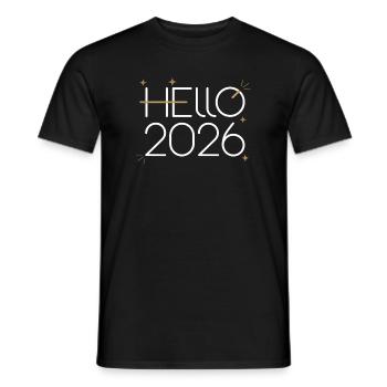 Hallo Neonschild 2026 - Männer T-Shirt - Schwarz - Vorne - AI Model Male 178 light (178cm)