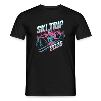 Voyage Ski 2026 Néon Rétro - T-shirt homme - noir - Devant - AI Model Male 178 light (178cm)