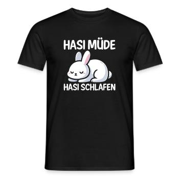 Shlafshirt Hase Hasi Müde Hasi Schlafen - Männer T-Shirt - Schwarz - Vorne - AI Model Male 178 light (178cm)