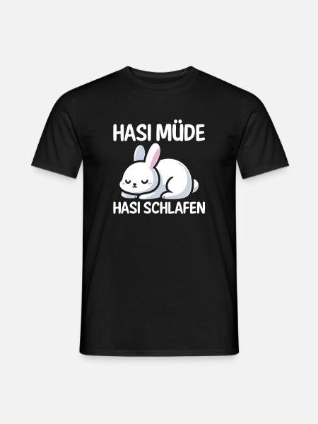 Shlafshirt Hase Hasi Müde Hasi Schlafen - Männer T-Shirt - Schwarz